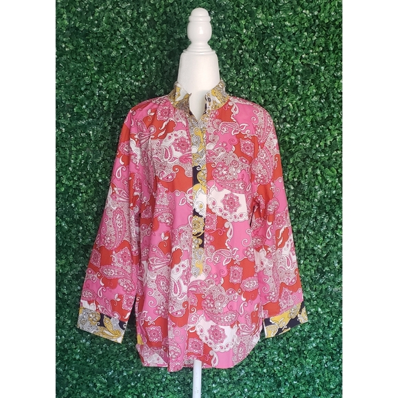 20. J.Crew Band collar cotton poplin tunic in vintage paisley - Picture 2 of 5